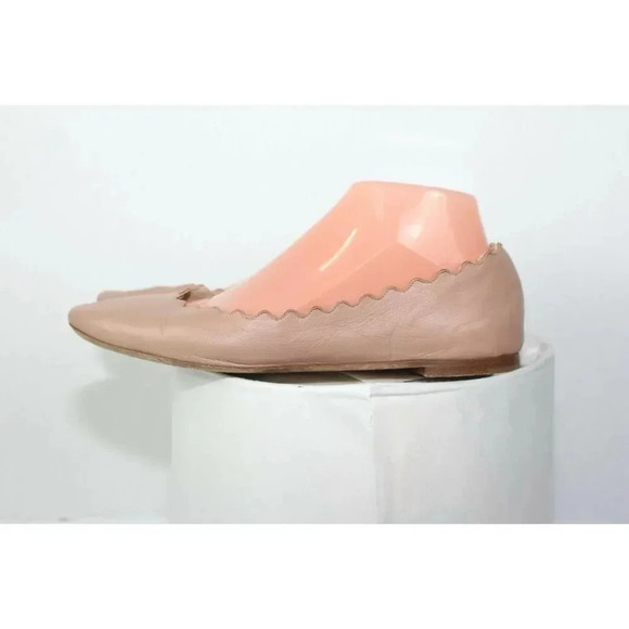 Chloe Lauren Gold Metallic Scalloped Made Italy Sz US 39.5 Sz 8.5Flats Shoes - Picture 3 of 9